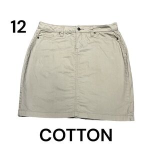 SANTANA JEANS Skirt Tan Size 12 Stretch Pockets Zip Up 84% Cotton